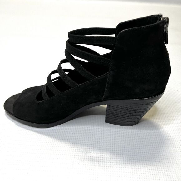 Eileen Fisher James Black Sandals Size 9.5 Strappy Nubuck Block Shoeties - Picture 8 of 13